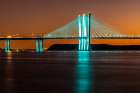 USA-New York-Tarrytown Hudson River and the Gov Mario Cuomo (Tappan Zee) Bridge at night Art Print